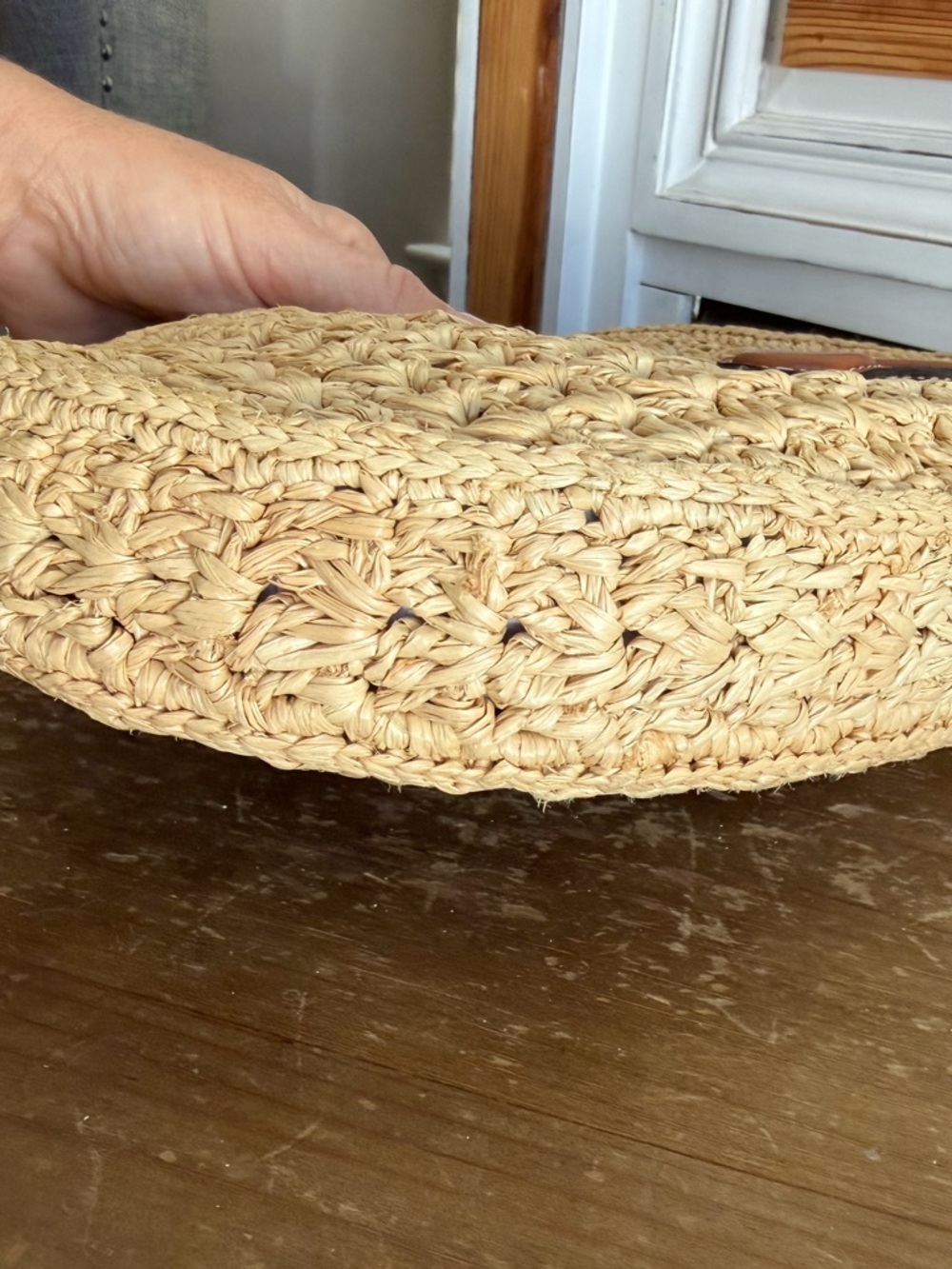 Celine Natural Woven Classic Panier Hobo Bag in raffia and calfskin - Picture 6 of 16